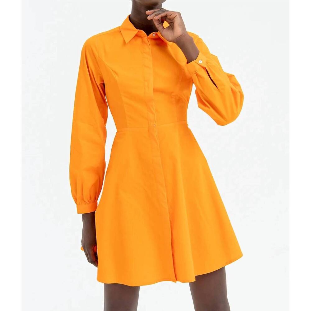 NEW FRACOMINA chemisier denim mini dress in orange